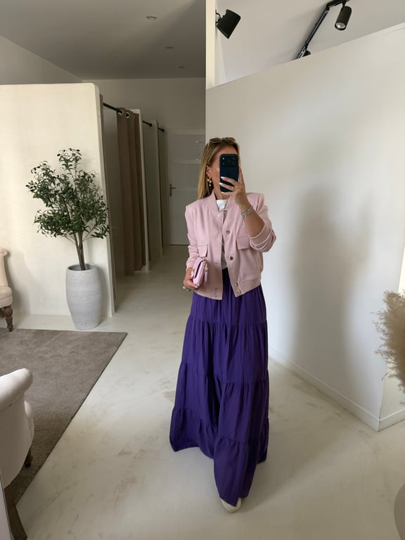 Veste courte rose pâle