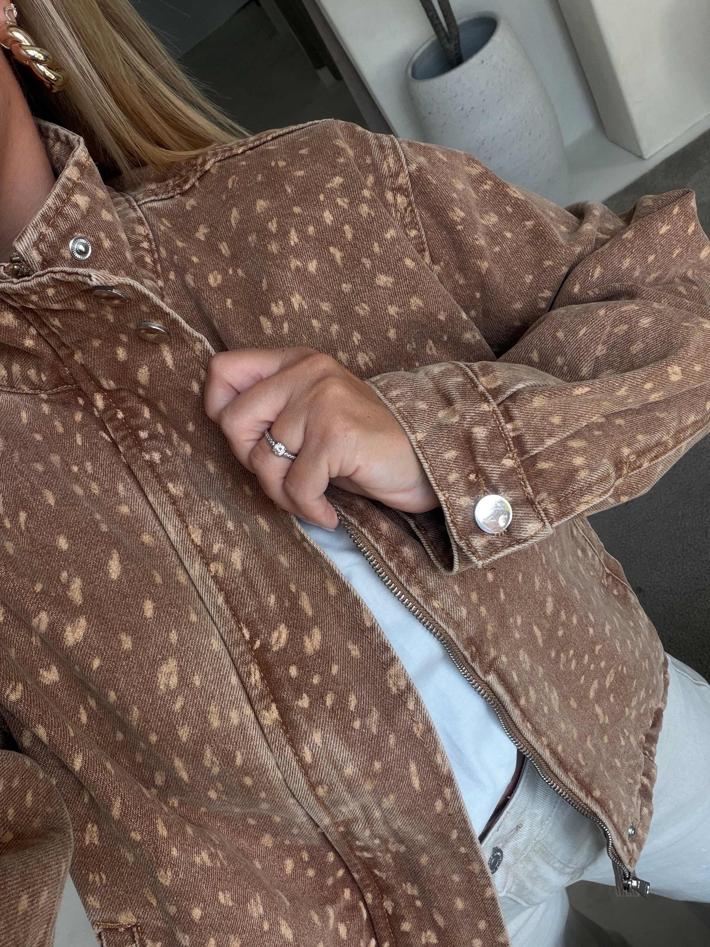 Veste en jean tacheté camel — vue 3
