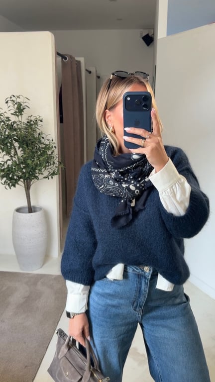 Foulard bandana tricolore bleu marine — vue alternative