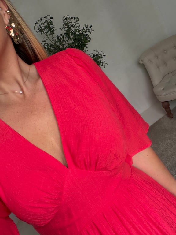 Robe longue rouge col V — vue alternative
