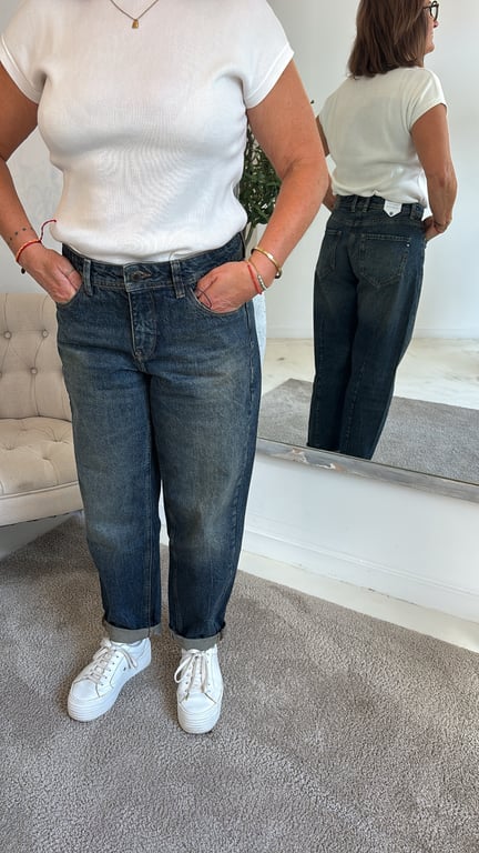 Jean boyfriend bleu délavé