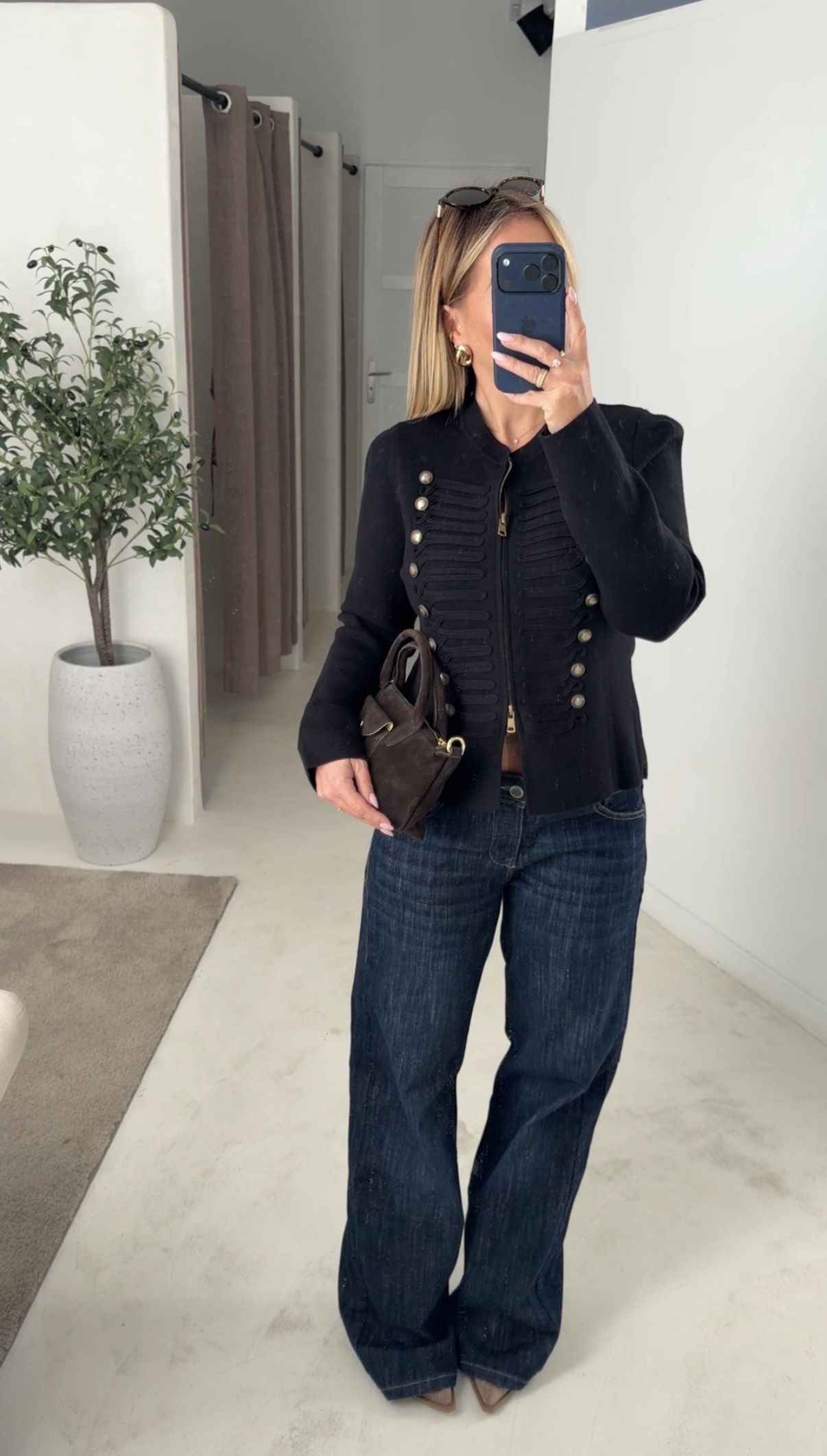 Gilet style napoléon manches longues noir — vue 2
