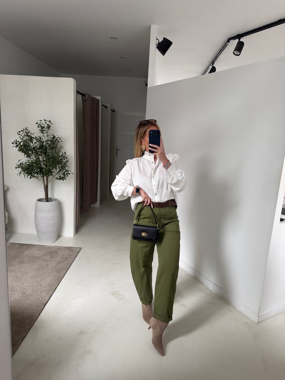 Blouse blanche col à volants discrets - Blouses & Chemisiers | Sodress