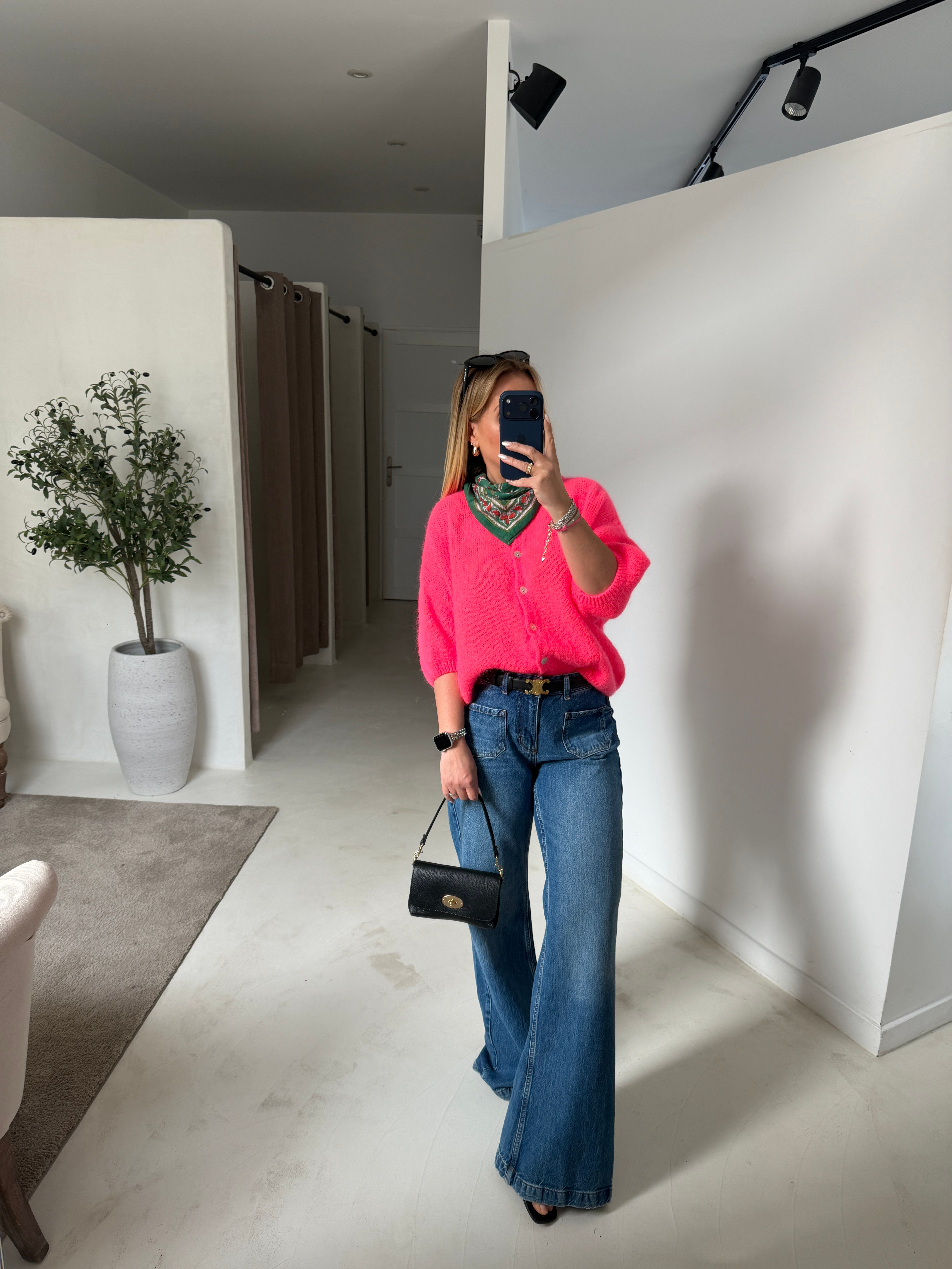 Gilet manches courtes fuchsia fluo