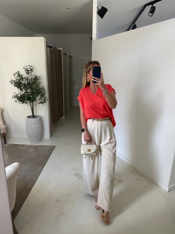 Blouse sans manches col V corail — vue alternative