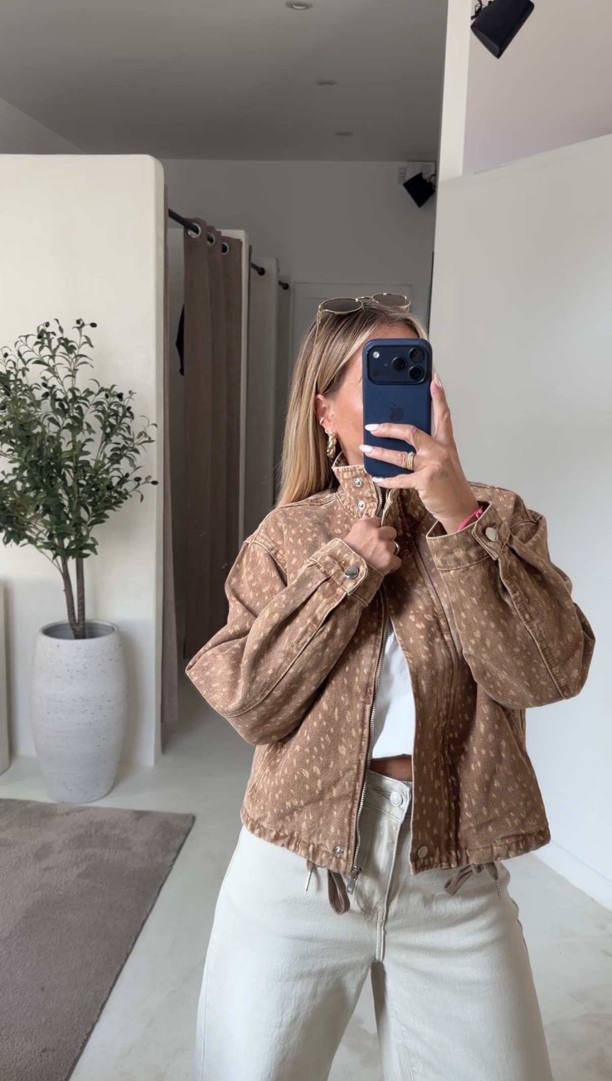 Veste en jean tacheté camel — vue 2