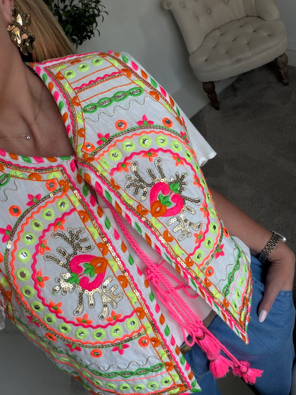 Gilet court à motifs colorés fluo — vue alternative