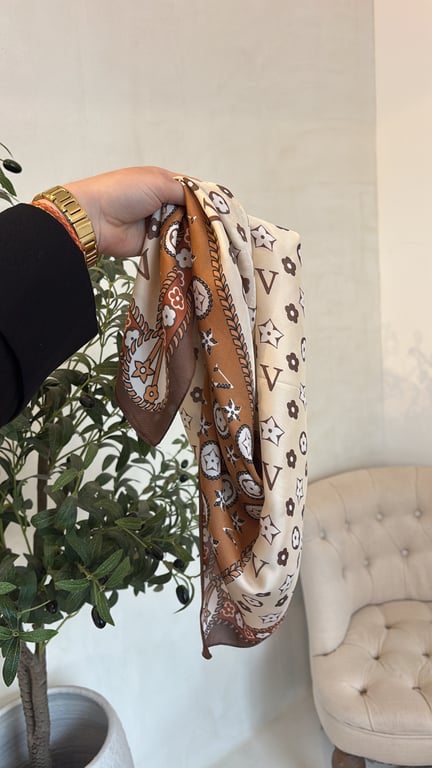 Foulard satiné inspi LV marron — vue alternative