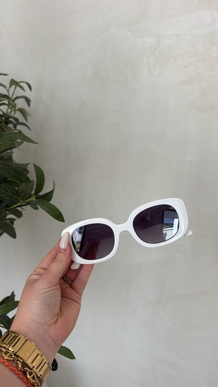 Lunettes de soleil épaisses blanches — vue alternative