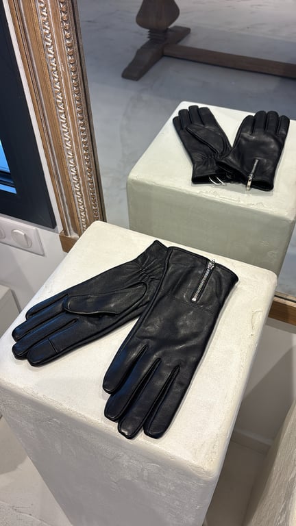 Gants en cuir noir
