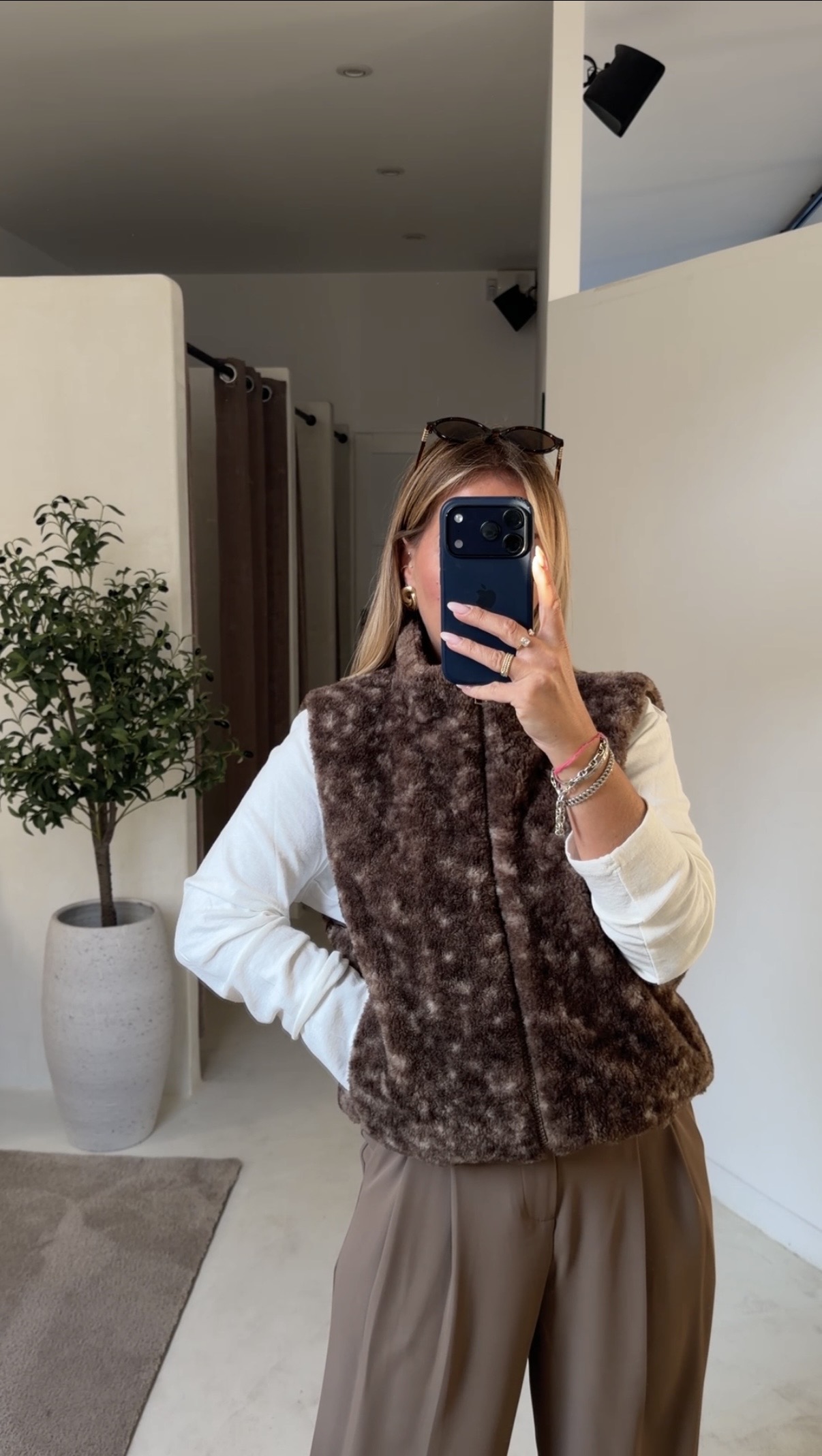 Gilet sans manches molletonné léopard marron — vue 3