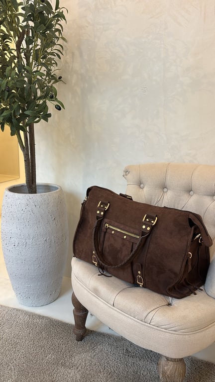 Grand sac voyage marron à franges