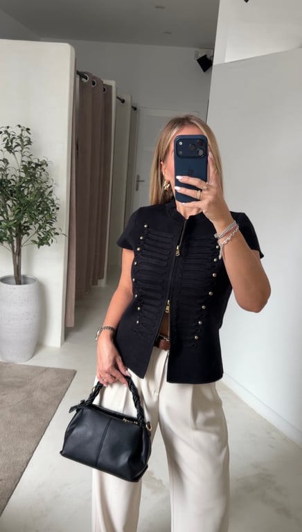 Top style Napoléon noir zippé — vue alternative