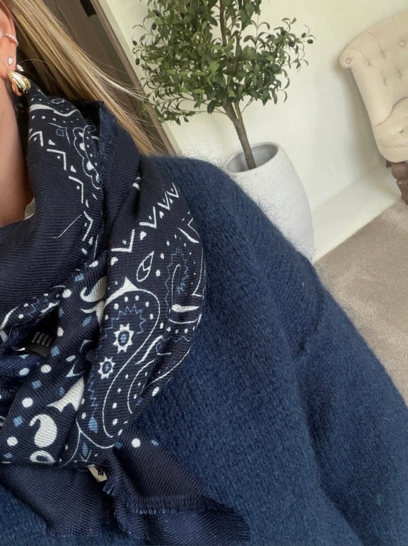 Foulard bandana tricolore bleu marine