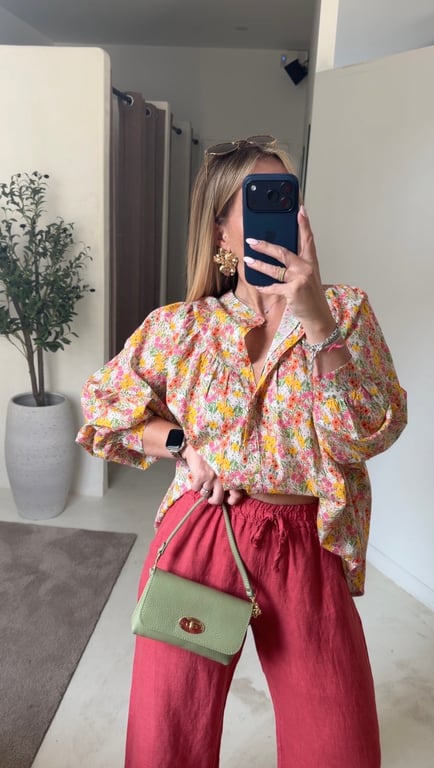 Blouse fleurie à manches amples — vue alternative