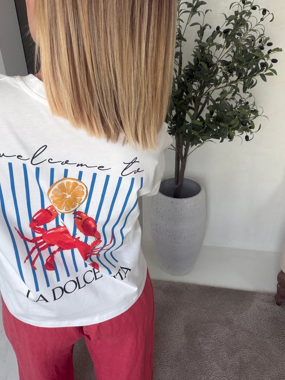 T-shirt blanc « Welcome to la dolce vita — vue alternative
