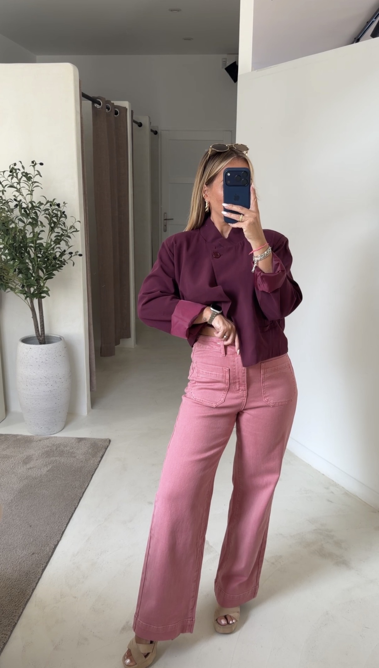 Blazer court asymétrique prune — vue 2