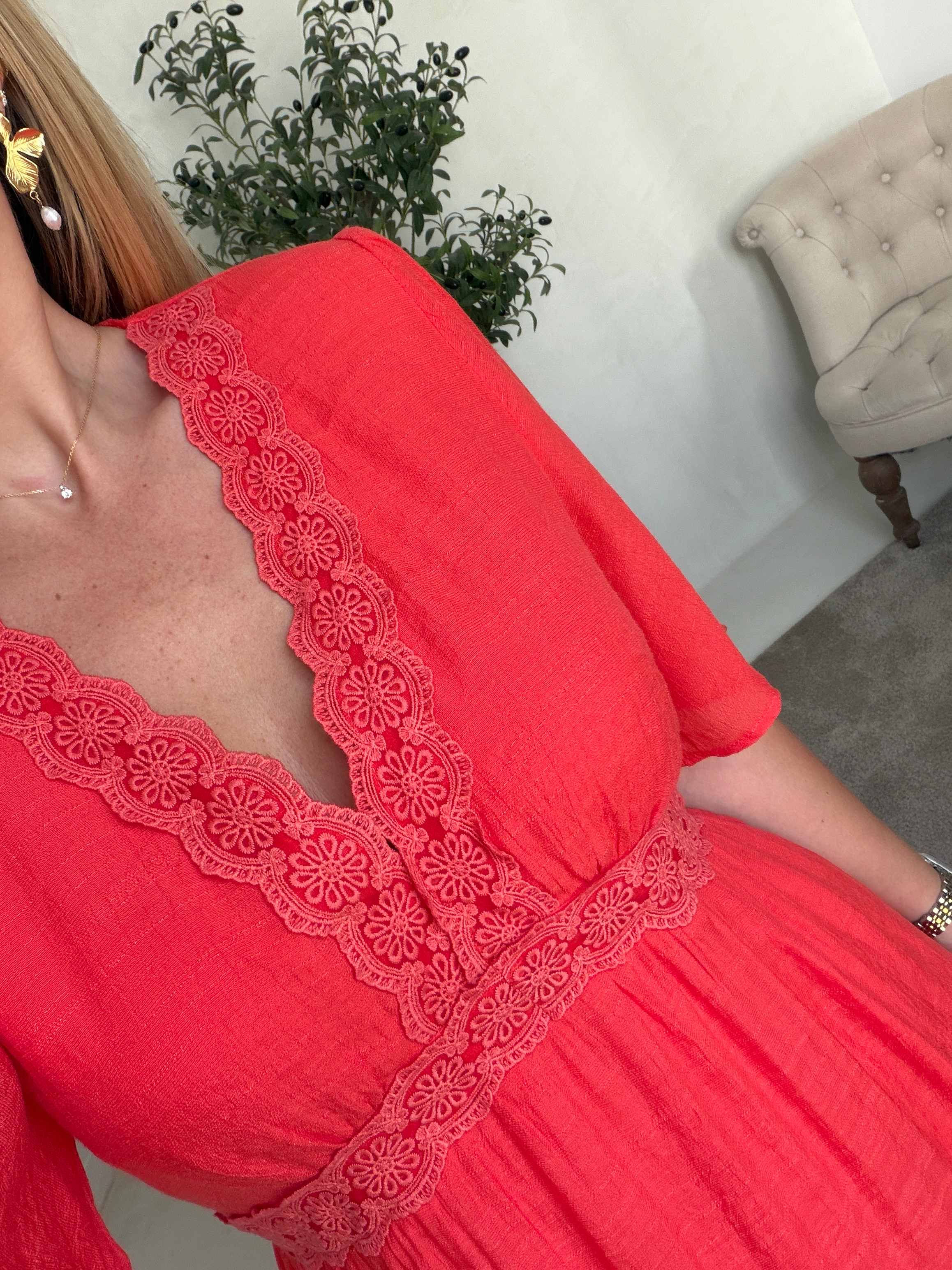 Robe courte corail — vue 2