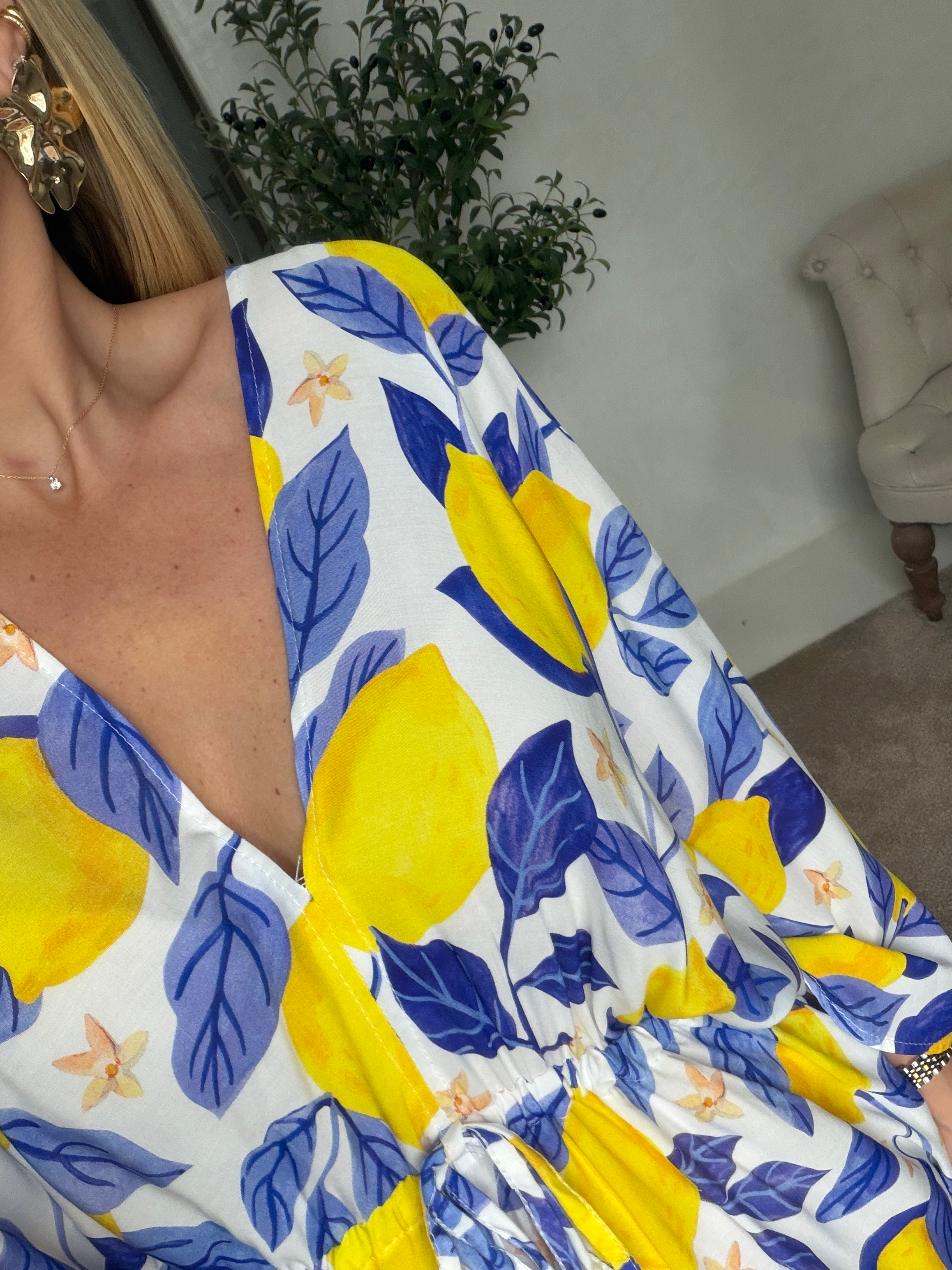Robe longue manches chauve-souris et citrons — vue 2