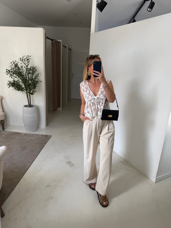 Gilet sans manches en dentelle blanc