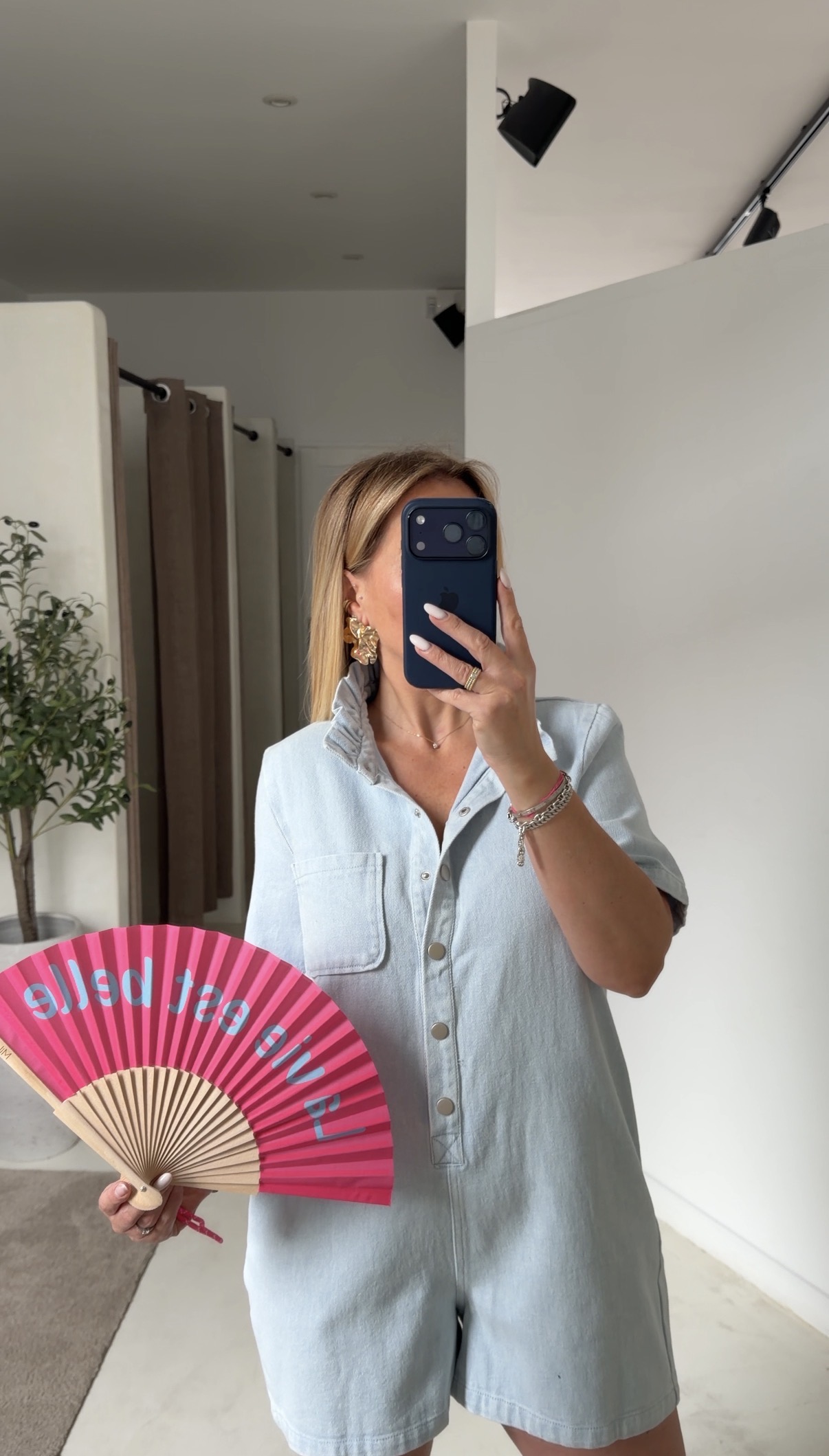 Combishort bleu ciel en jean — vue 2