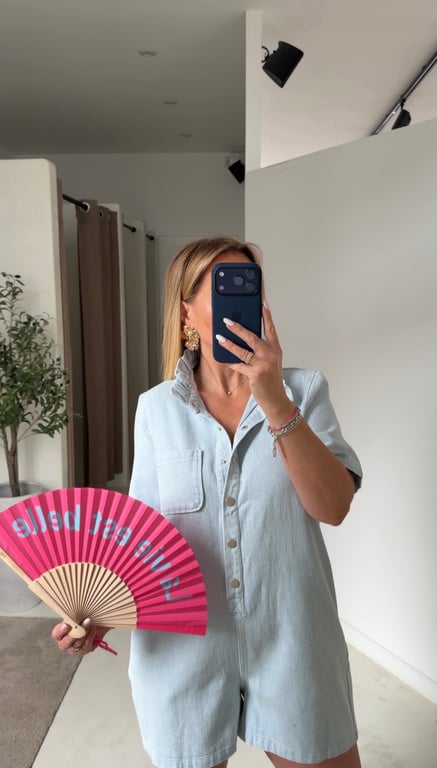 Combishort bleu ciel en jean — vue alternative