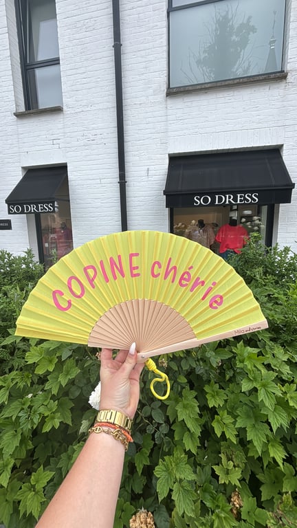 Éventail « Copine chérie » jaune