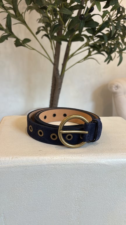 Ceinture en cuir avec œillets bleu marine
