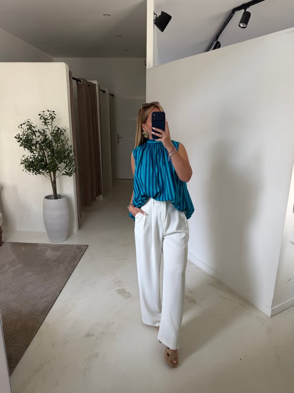 Blouse à rayures bleu dos nu