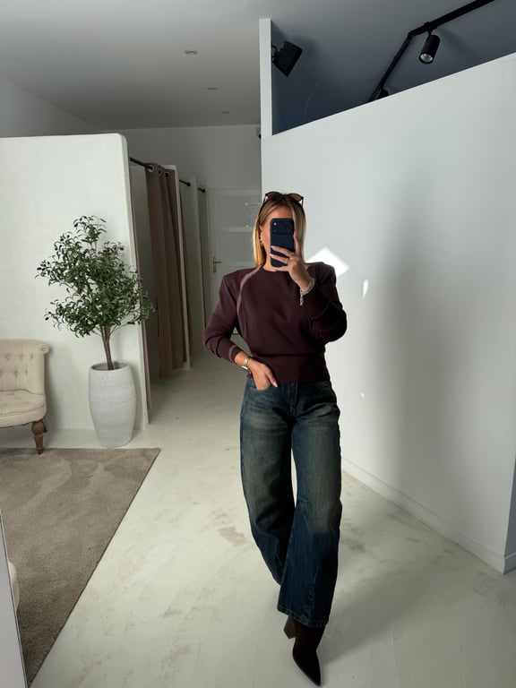 Pull à épaulettes marron
