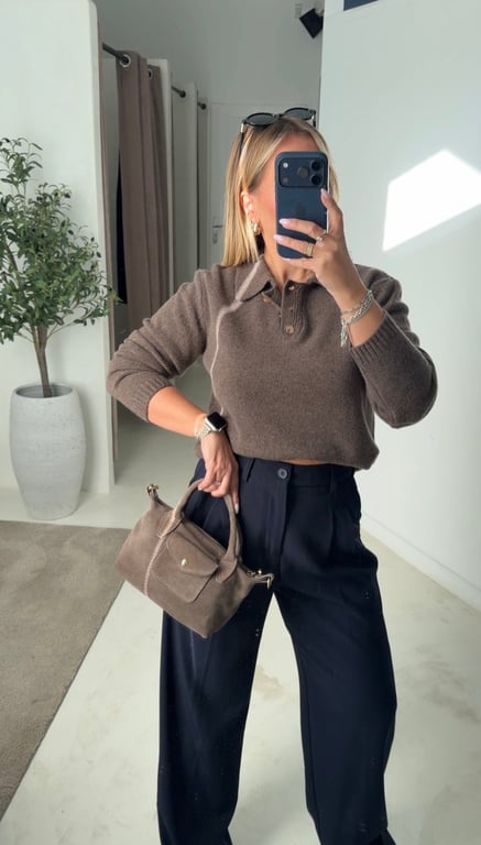 Pull polo marron glacé — vue alternative