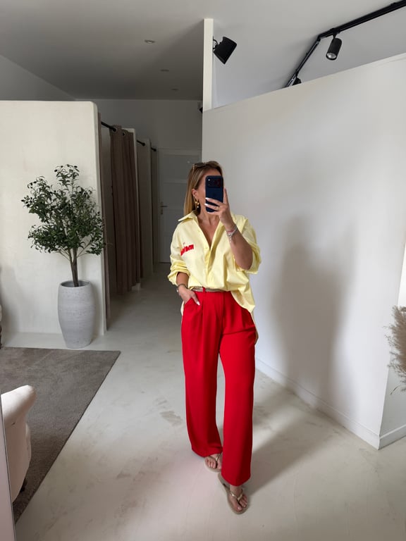 Chemise ample jaune « Loves matcha »