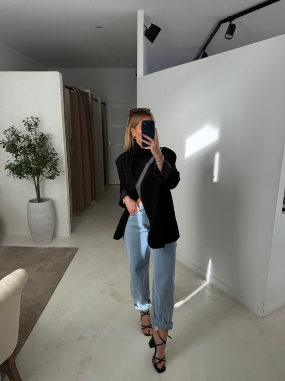 Blazer noir asymétrique - Prêt-à-porter | Sodress