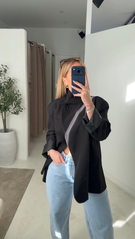 Blazer noir asymétrique - Prêt-à-porter | Sodress - Vue alternative