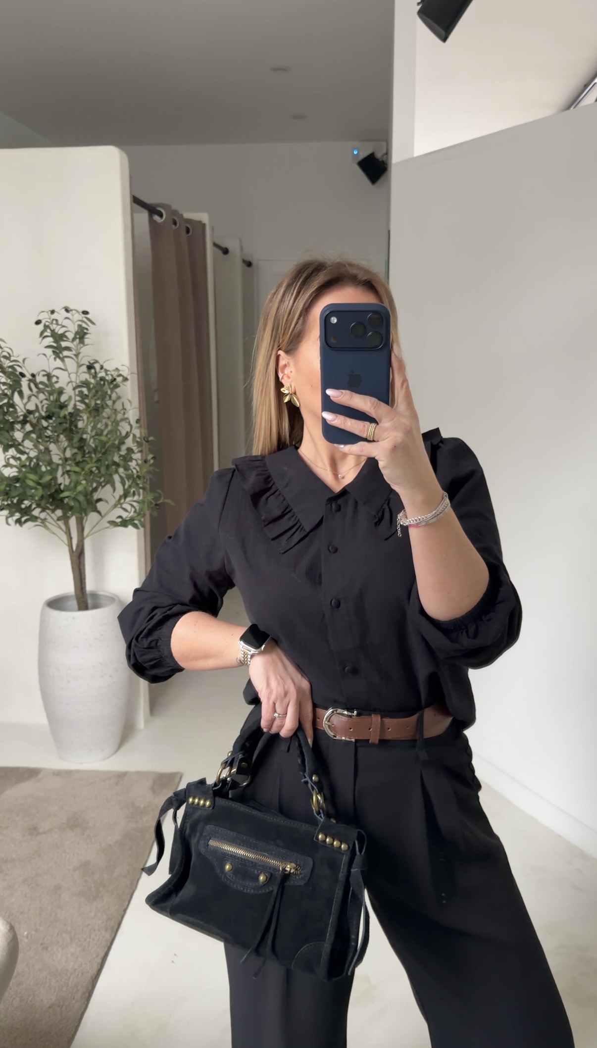 Blouse col claudine noir — vue 2