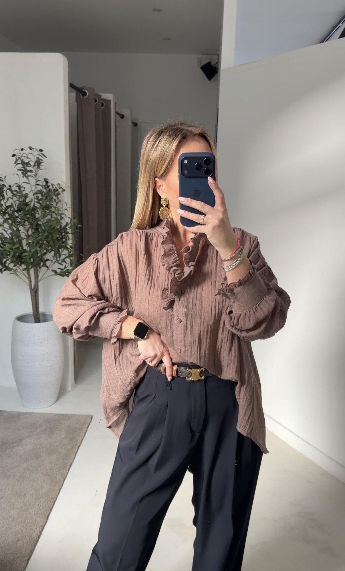 Blouse taupe fluide et ample — vue 2