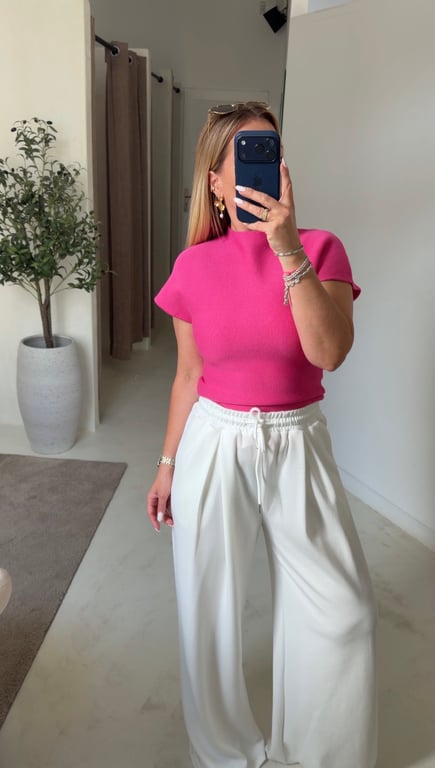 Top style épaulettes rose
