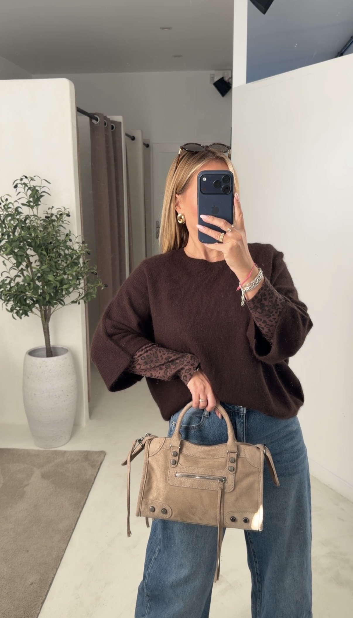 Pull manches 3/4 chocolat — vue 2