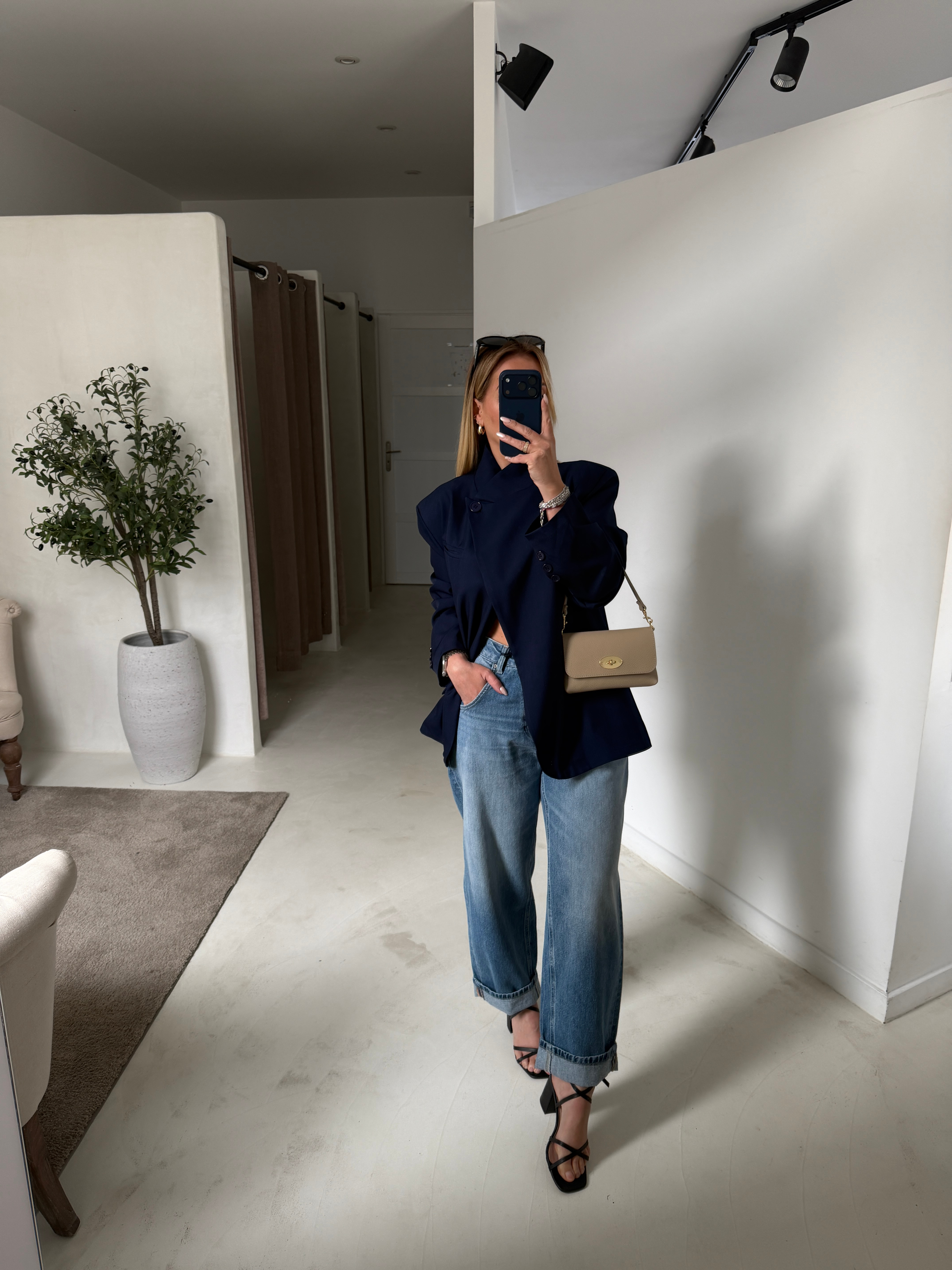 Blazer asymétrique bleu marine