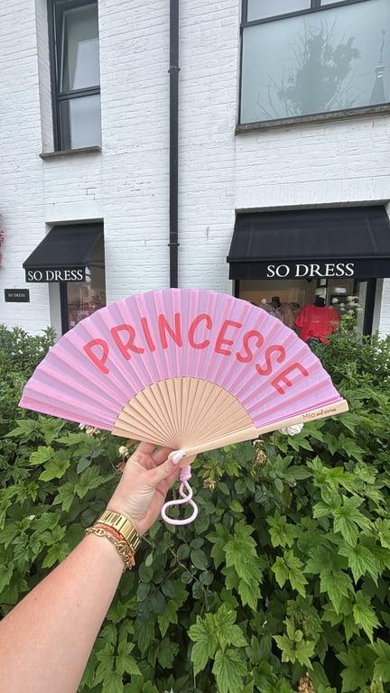 Éventail « princesse » rose et rouge