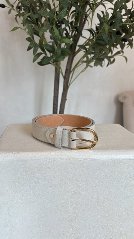 Ceinture épaisse en cuir grainé écru