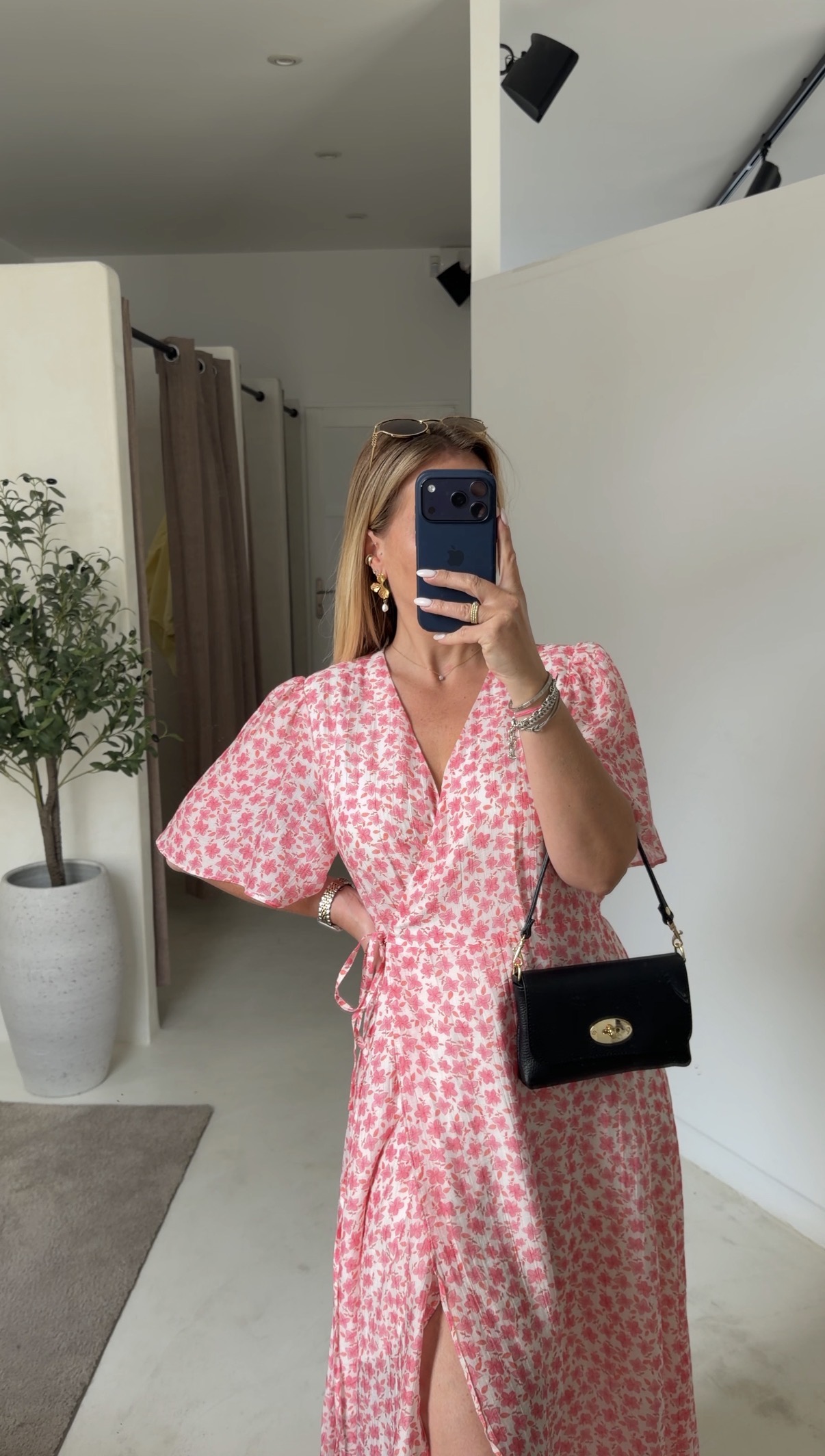 Robe longue fleurie rose — vue 2