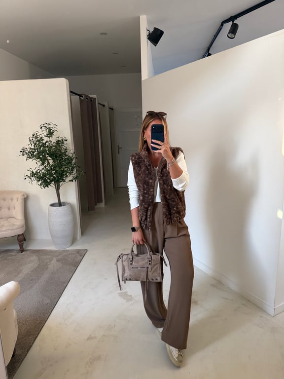 Pantalon fluide & large camel