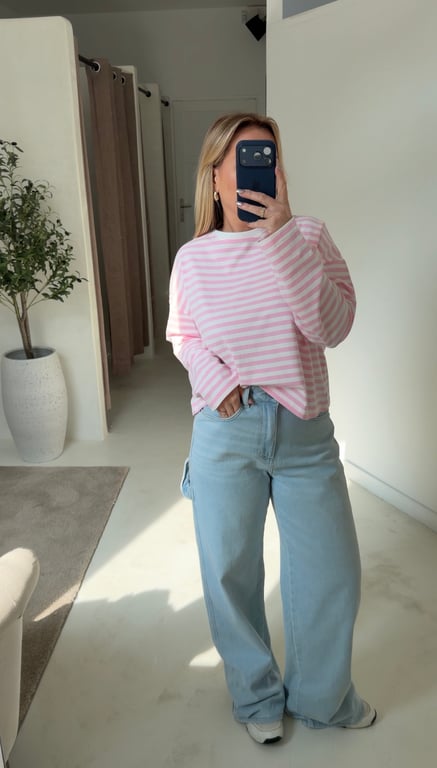 Pull marinière rose et blanc - Pulls, gilets & sweats | Sodress