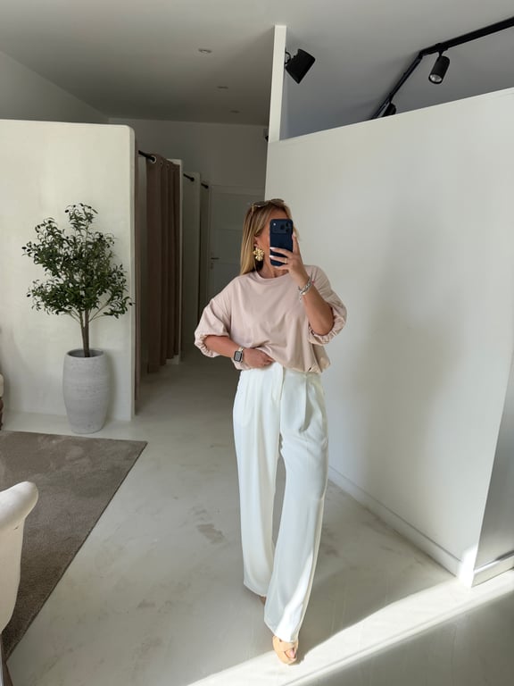 T-shirt beige manches bouffantes — vue alternative
