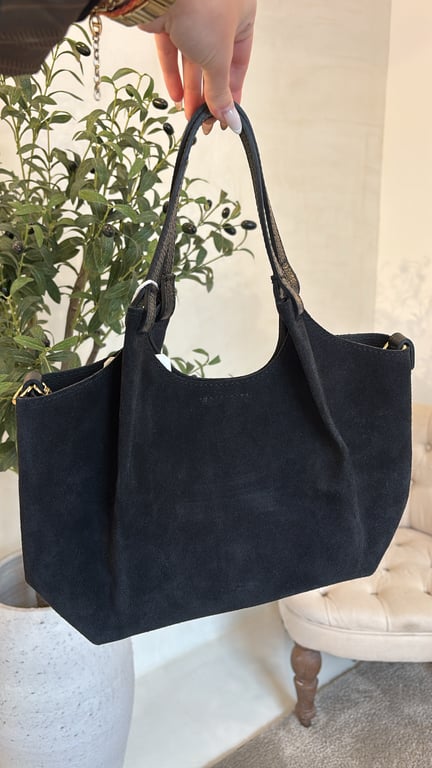 Petit sac cabas en daim noir — vue alternative