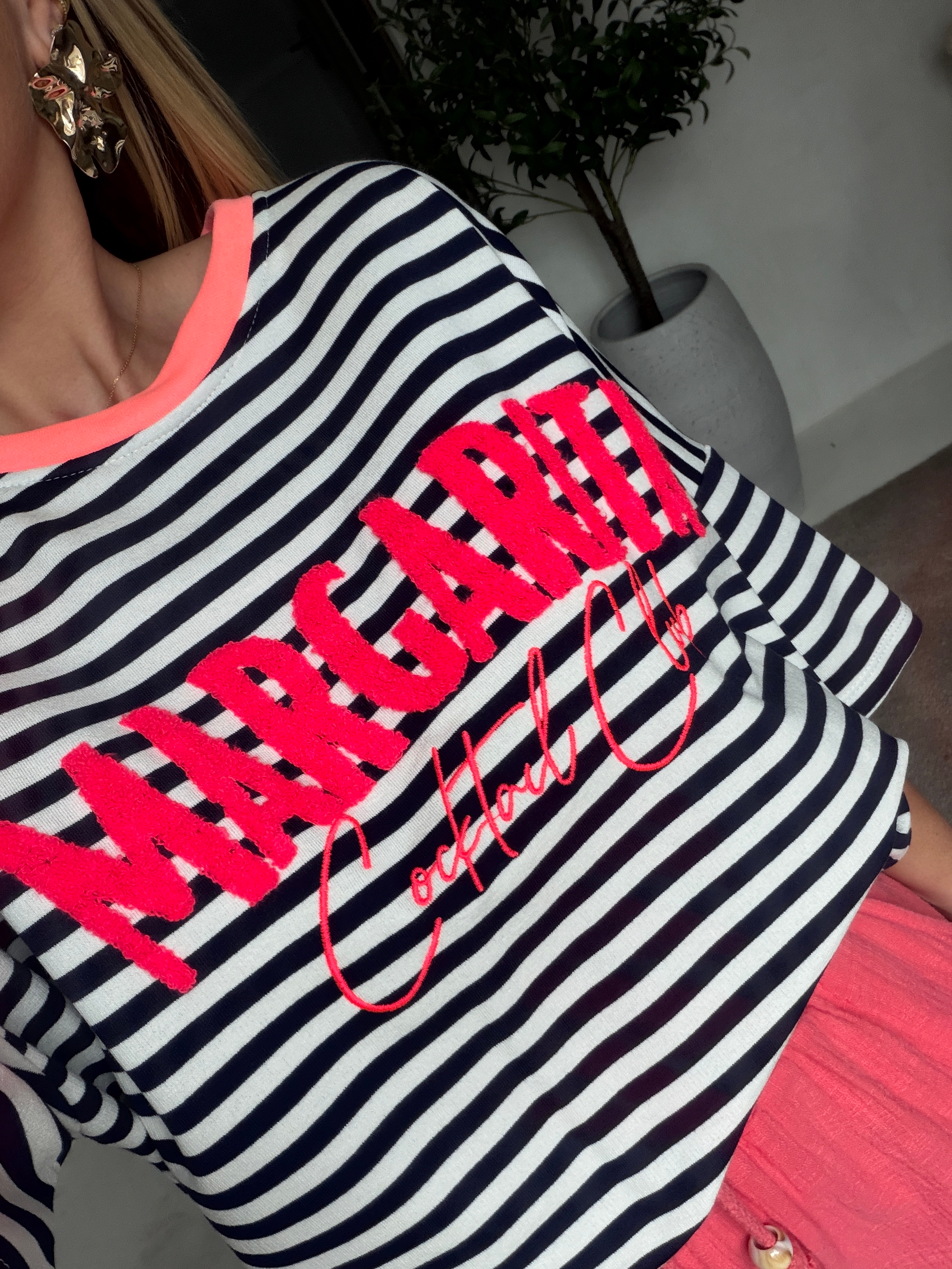 T-shirt marinière bleu marine et blanc margarita — vue 2