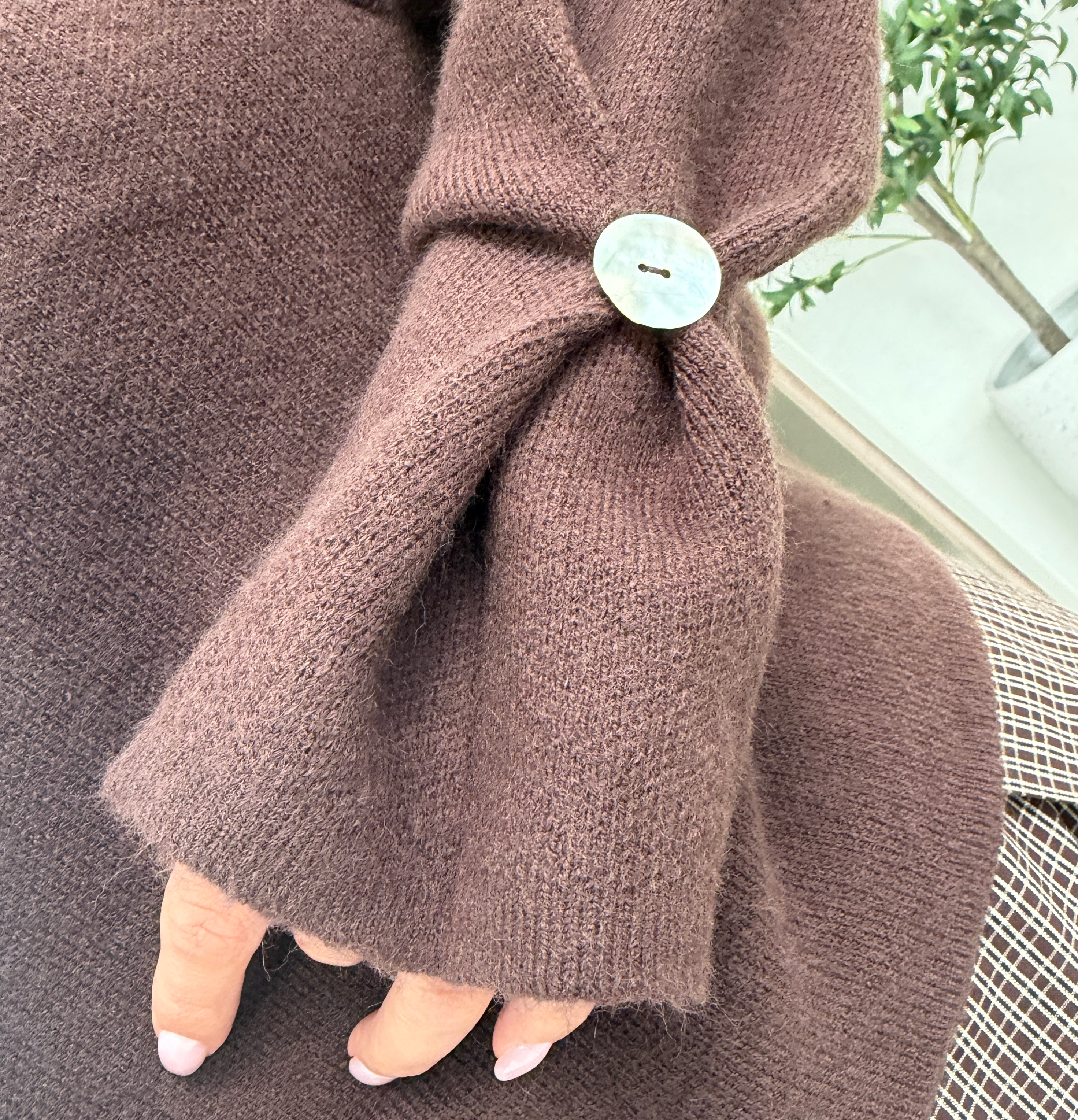 Pull à col cape marron — vue 3