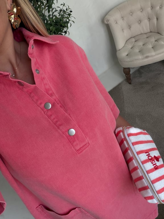 Robe en jean rose détails poches — vue alternative