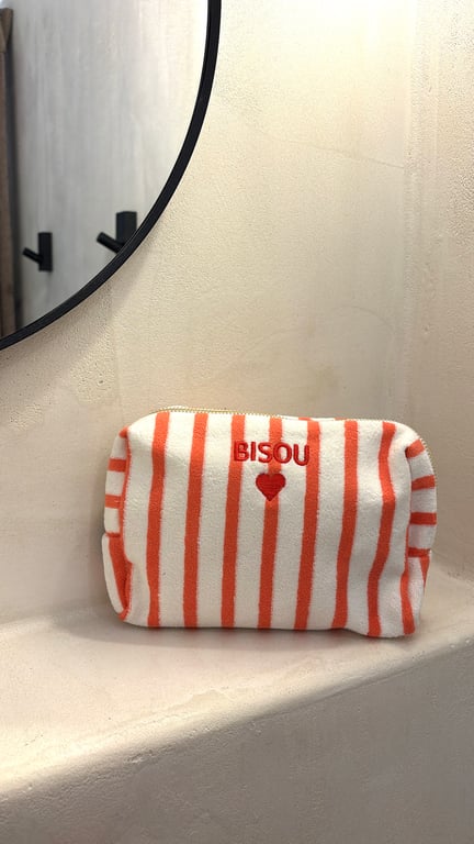 Trousse de toilette bisou rayée orange
